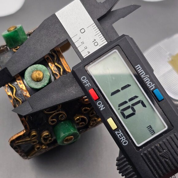 VTG Casa Maya Brutalist Copper & Malachite 2" Wide Cuff Bracelet 7" Mexico 99.8g - Picture 4 of 15